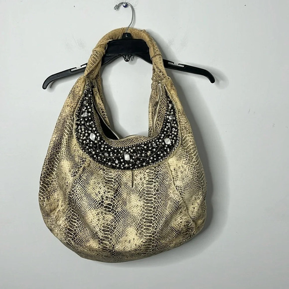 Zigi Soho Snake Print Beaded Shoulder Purse - Picture 1 of 6